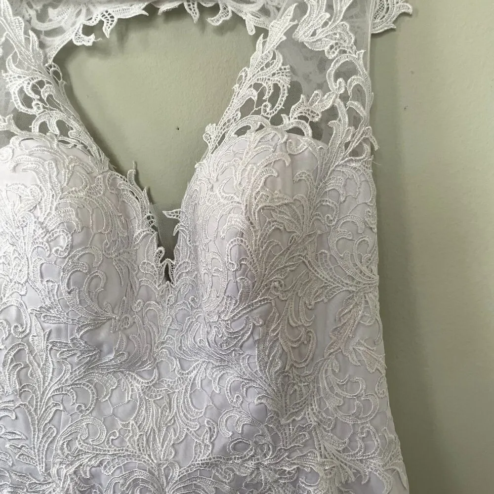 NWT Hebeos white wedding dress formal lace buttons applique women size small - Image 2
