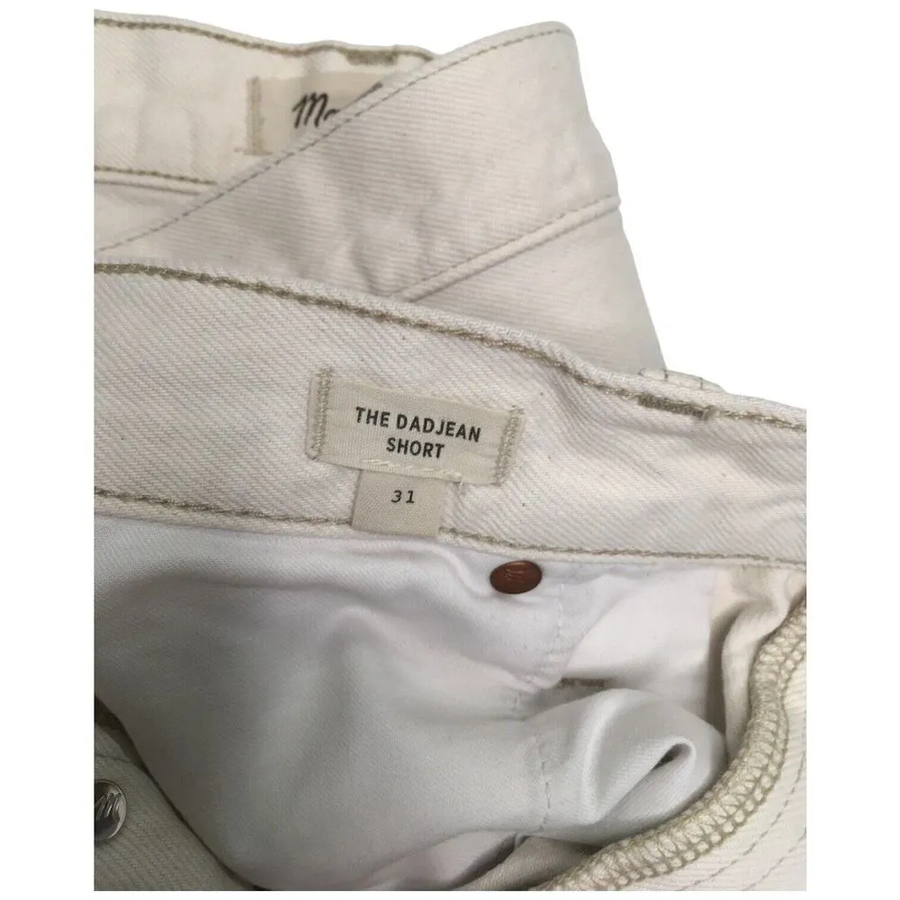 Madewell Shorts Womens 31 The Dad Jean Shorts High Rise Cuffed Denim Cream - Image 7
