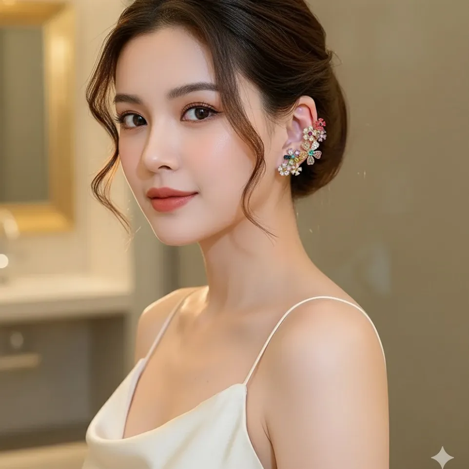 GORGEOUS! Sparkle Golden Floral Earrings Gold - Image 4