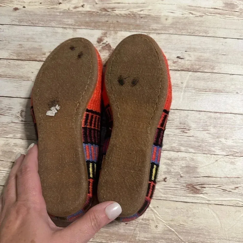 Born Giselle Slip On Flats Size 6M Leather Woven Fabric Padded Insole Colorful Red - Image 6