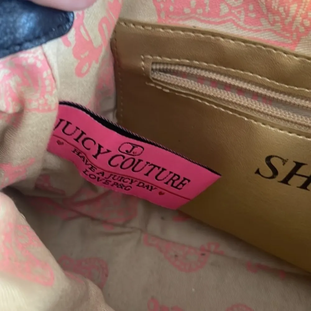 Y2K JUICY COUTURE GOLD CHAIN TRIMMED PEBBLED LEATHER SHOULDER BAG - Image 7