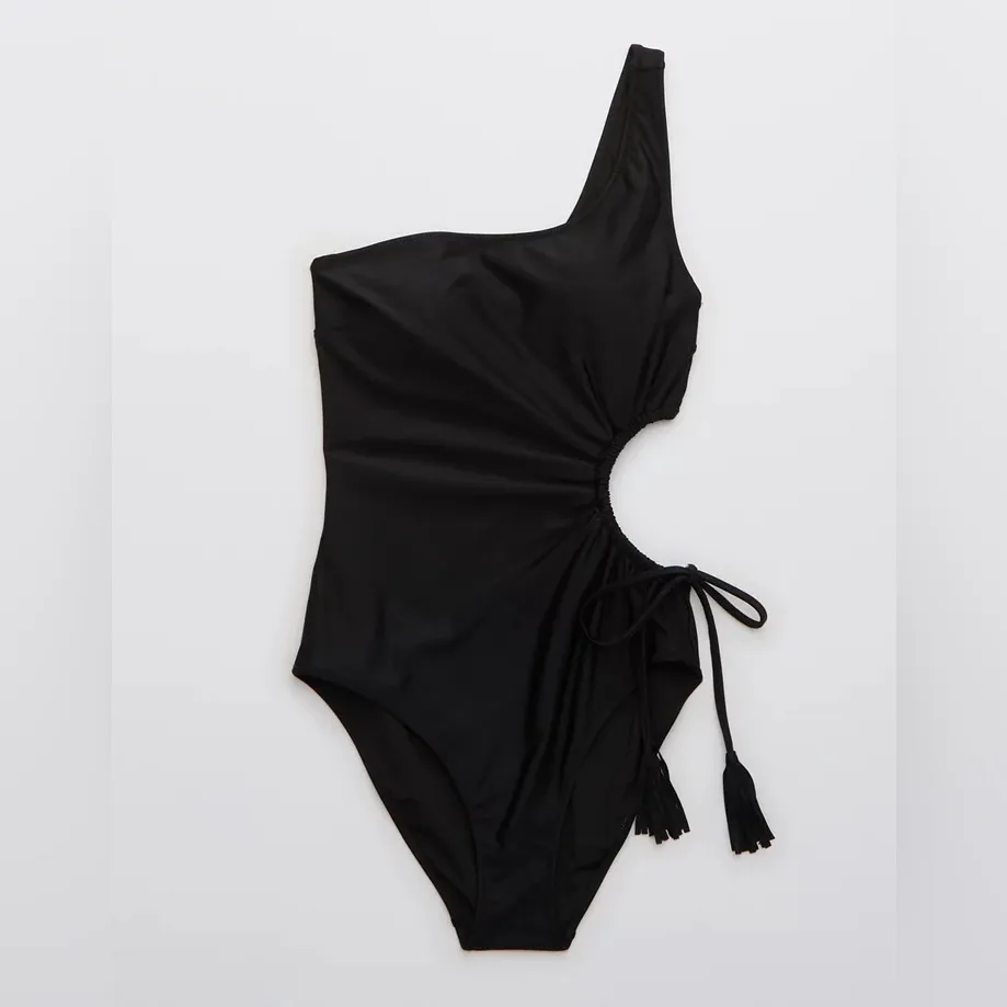 Aerie Tassel Cut Out Asymmetrical One Piece Swimsuit , Size Small‎ NEW - Image 2