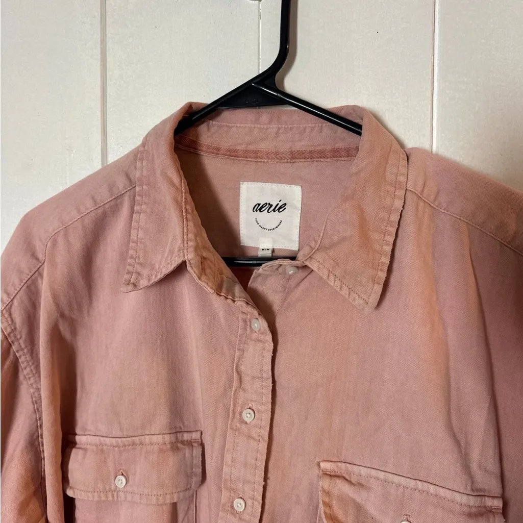 Aerie Women's Pink Button Down Denim Shirt - Image 2