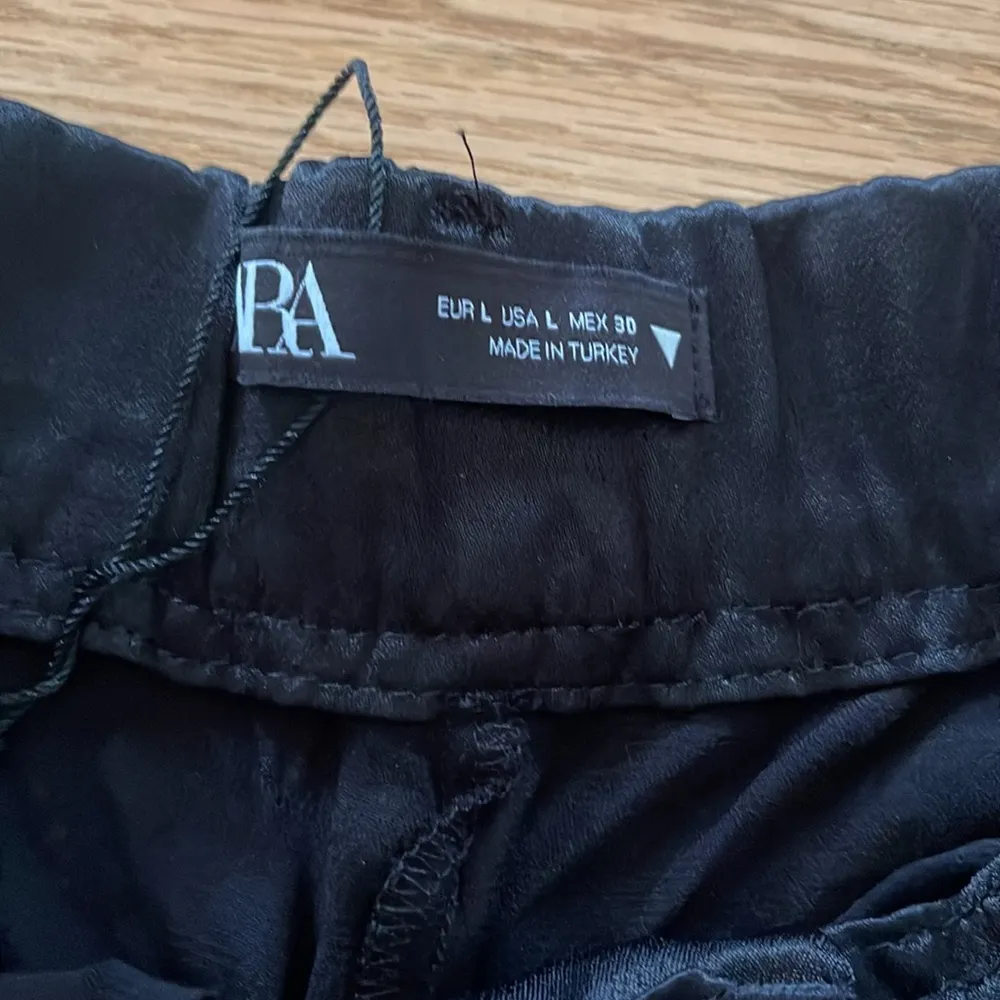 Zara Black High Waist Velvet Shorts - Image 2