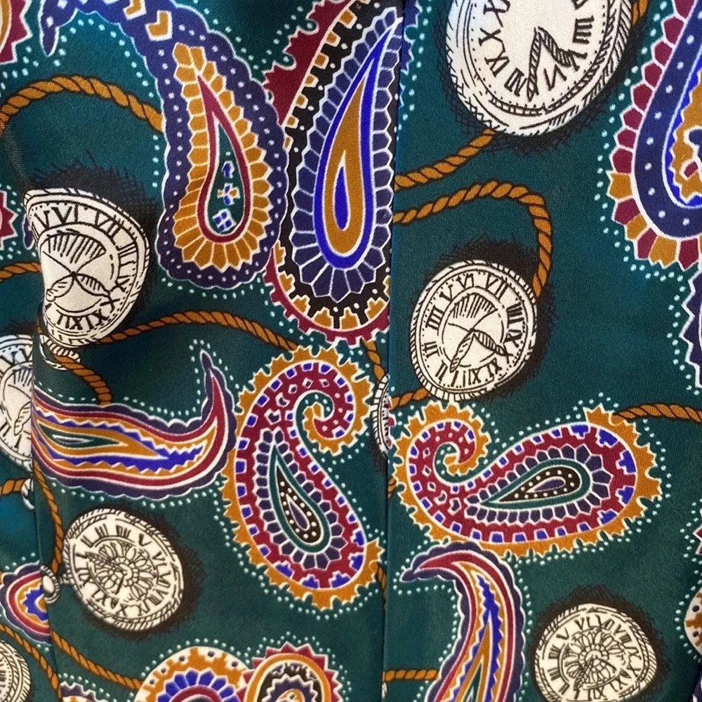 Violets & Roses vintage Womens large sleeveless green paisley clock print dress - Image 6