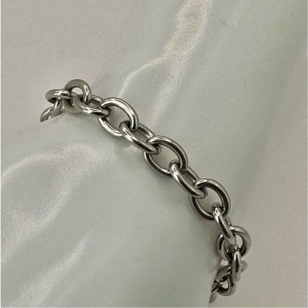 FIBO stainless steel heart chain bracelet Silver - Image 4