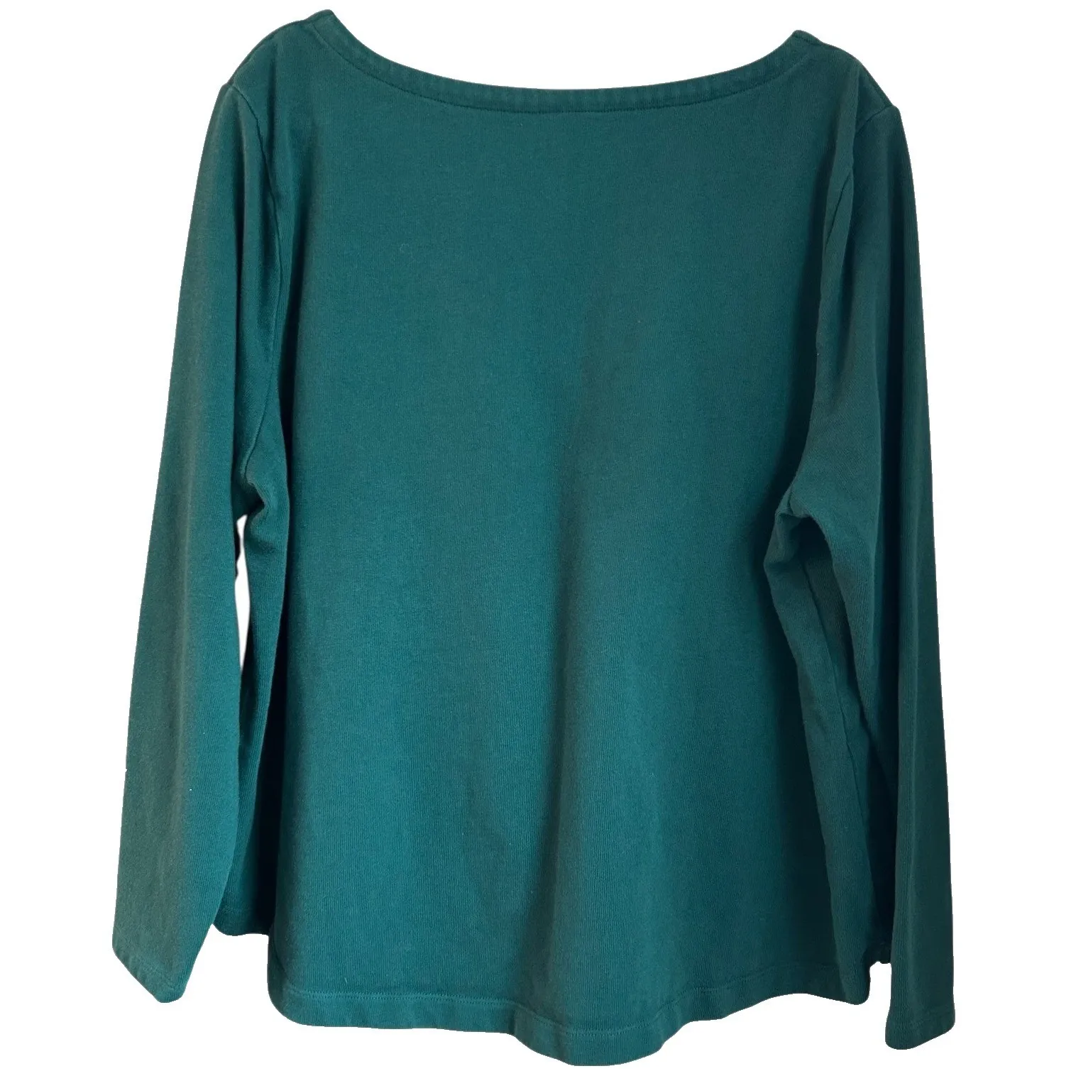 Talbots Womens Blouse Size 2X‎ Green French Terry Fall Autumn Haverst Soft Cozy - Image 2