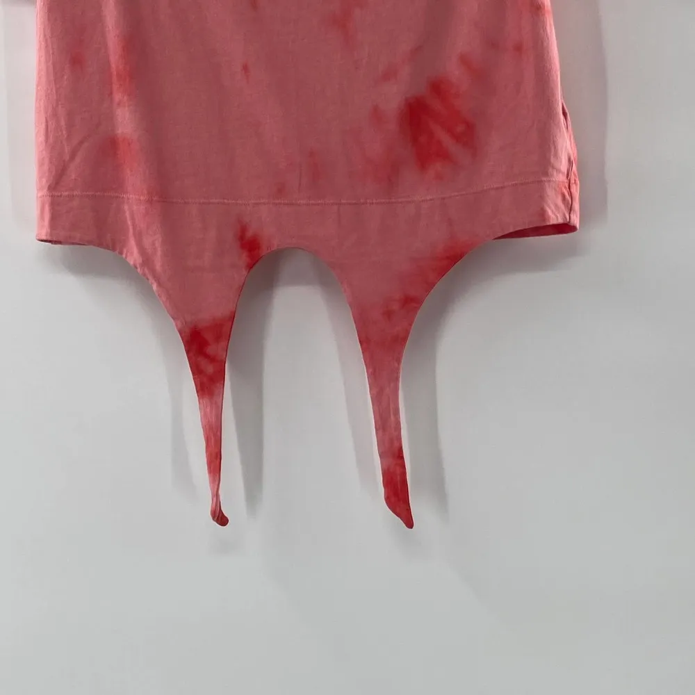 ALLSAINTS Spitalfields Coni Tie Dye T-shirt Red Shoulder Pad Tie Front NWT Small - Image 9