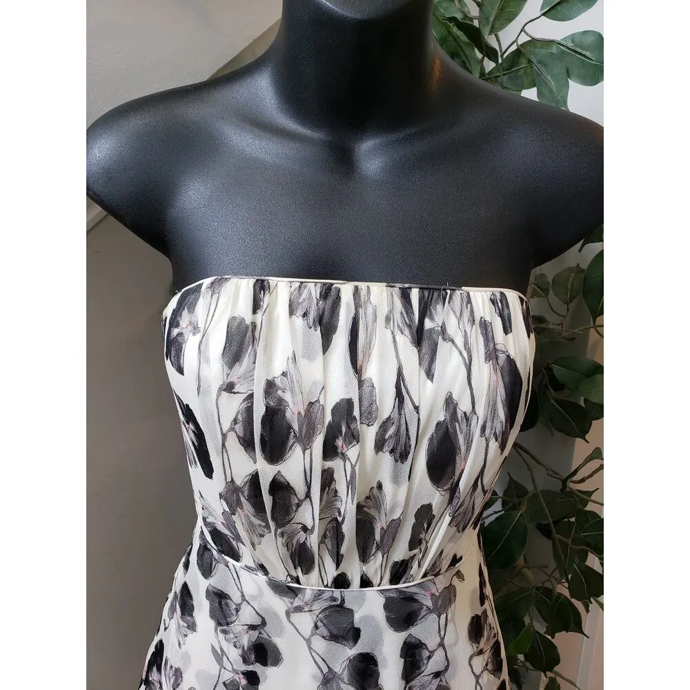 White House Black Market Fit & Flare Dress Womens 2 Floral Silk Off The Shoulder - Image 10