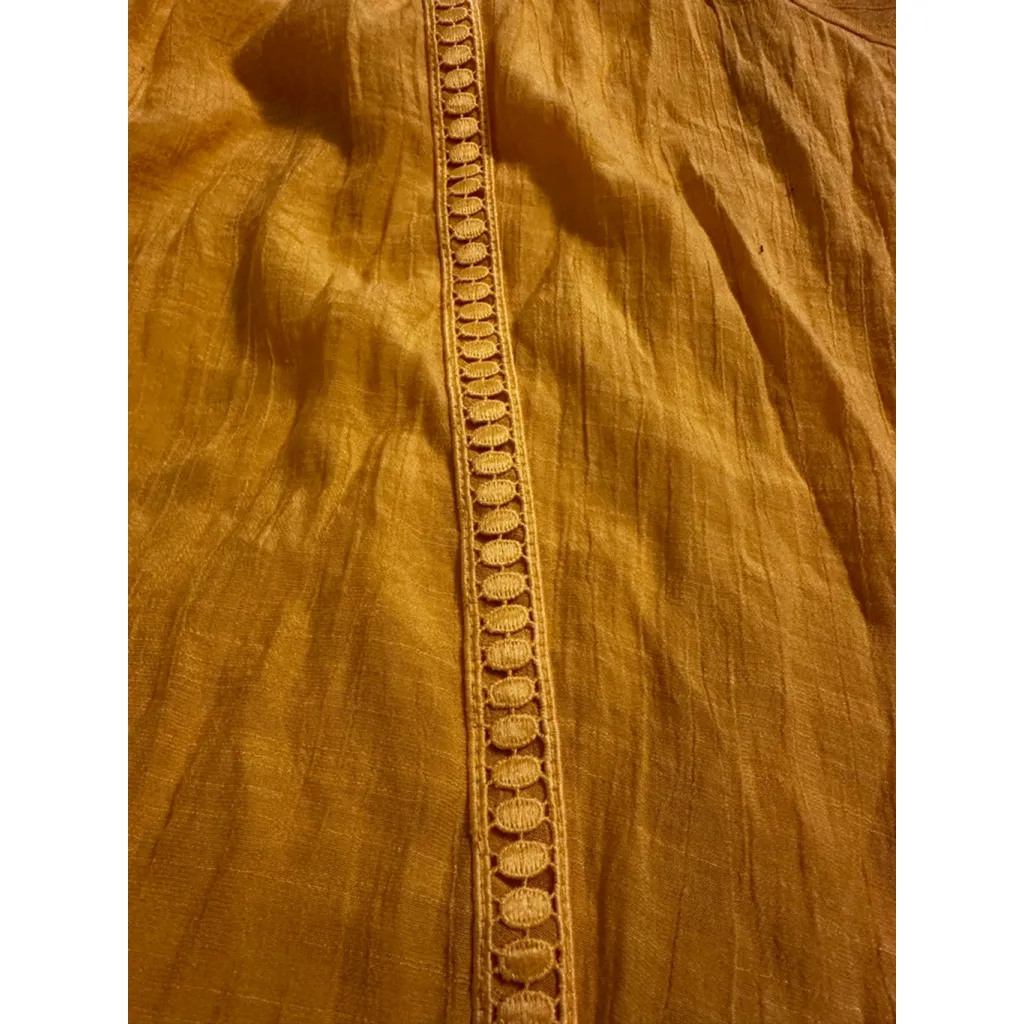 Women's Counterparts Yellow Blouse XL Bell Sleeve Tie Front - Image 5