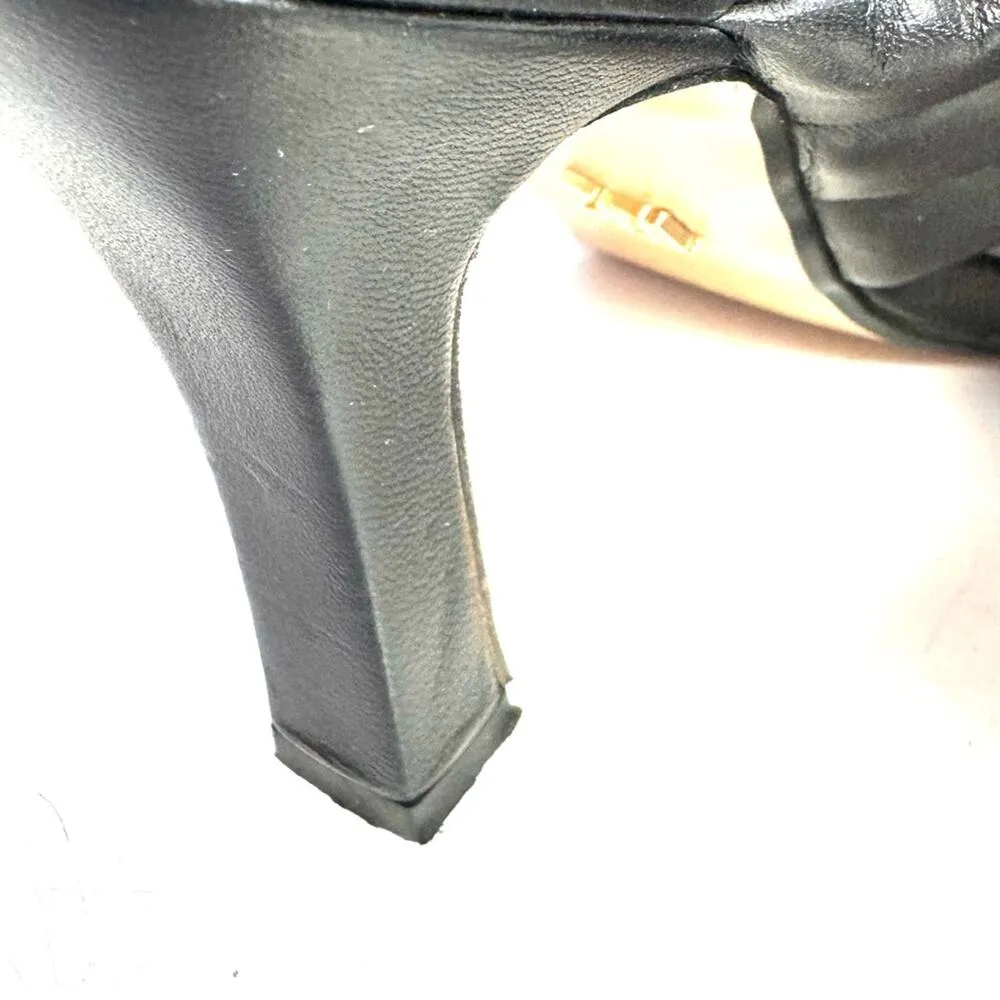 Zara Black Padded Woven Braided Faux Leather High Heels Size EU 37 US 6.5 - Image 6