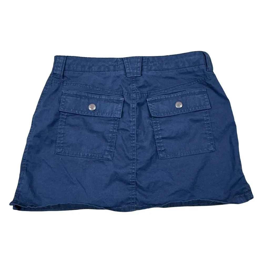 Vintage Y2K Abercrombie & Fitch Navy Blue Button Front Mini Skirt Size XXS - Image 3