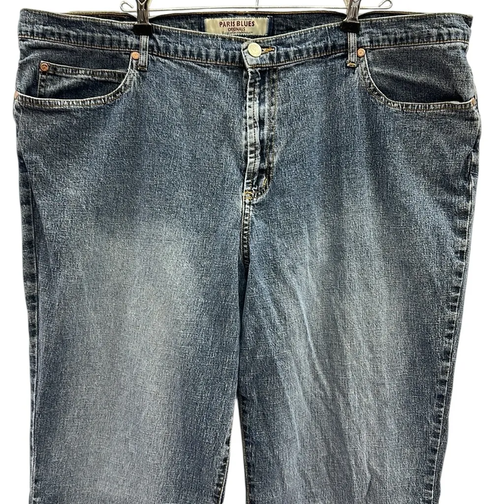 Paris Blues High Waist Straight Leg Stretch Denim Blue Jeans Plus Size 22W - Image 3