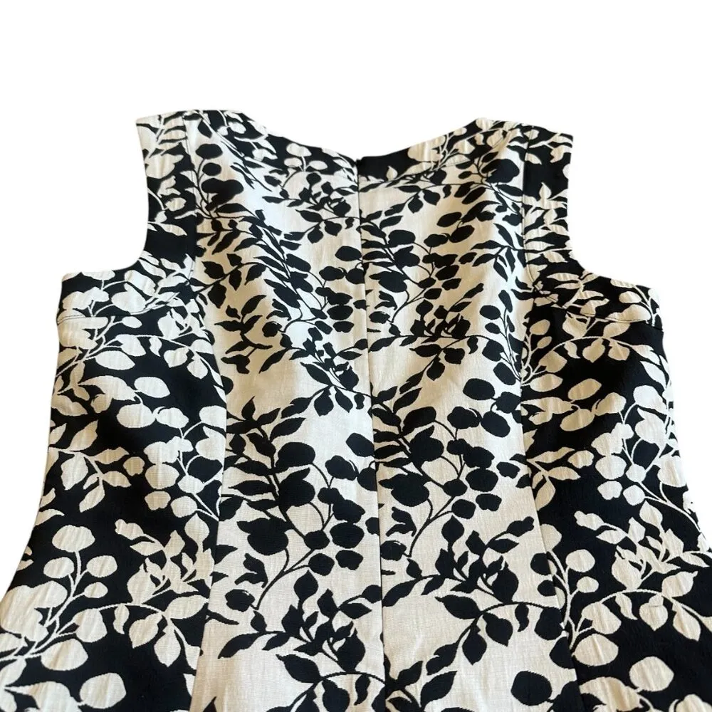 Brooks Brothers Black White Floral Print Dress Sheath Sleeveless Size 2 Women's - Image 7