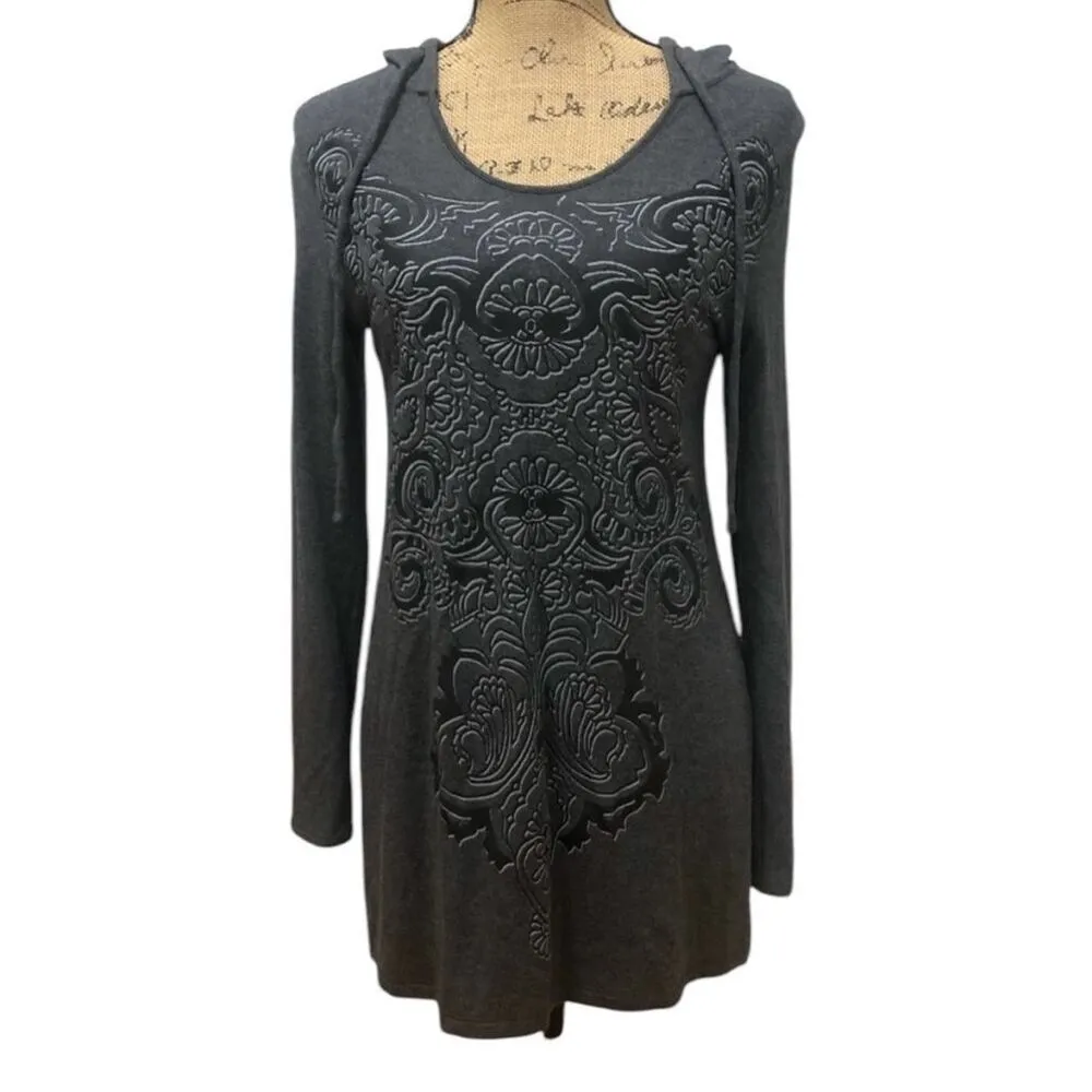 ✨Soma Divine Terry Scarf Hem Grey Sz Large Hoodie Paisley Scroll✨ - Image 3