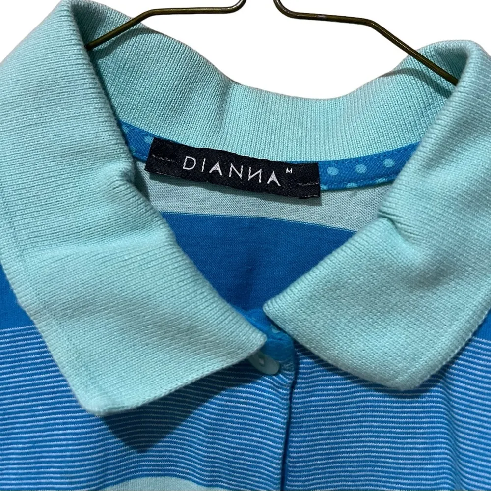 Dianna Blue Striped collared Sleeveless Golf Polo Tank Shirt Women’s Size Medium - Image 2