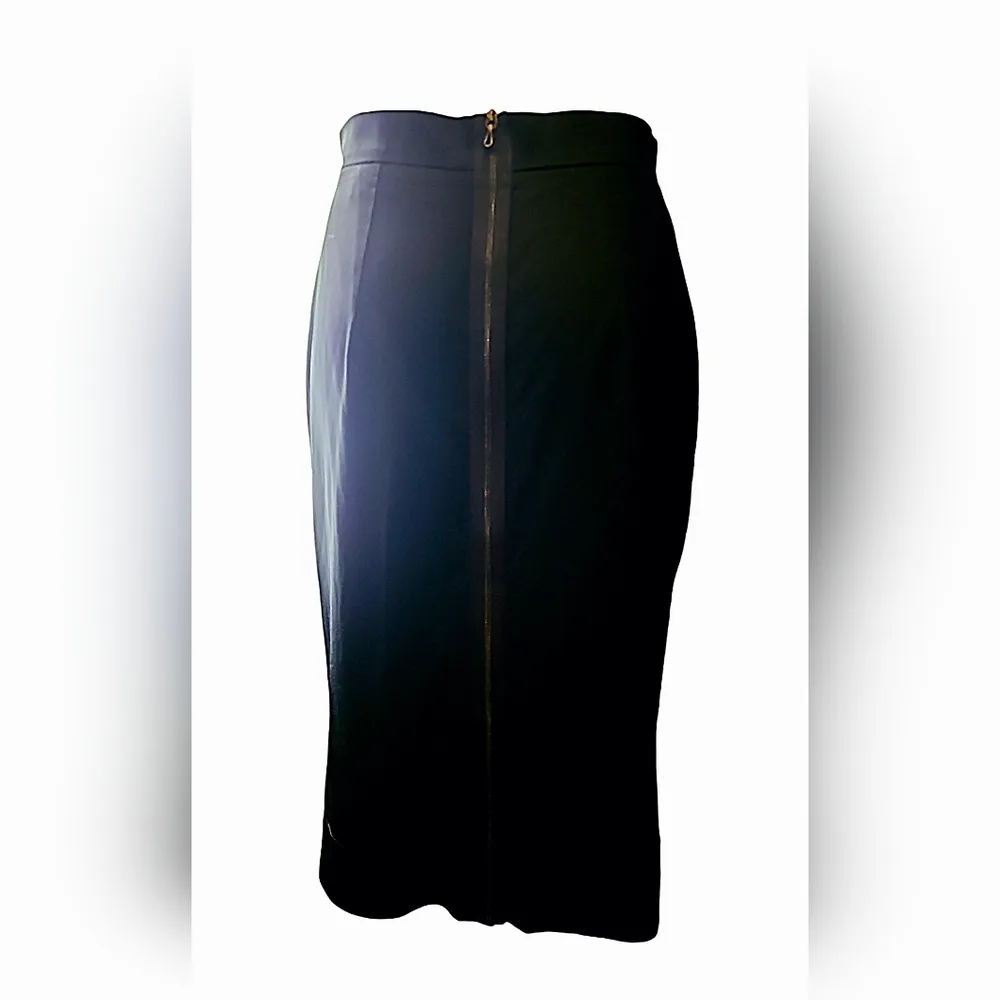 Lanvin Vintage Black Satin Pencil Skirt w/ 2 - Image 3