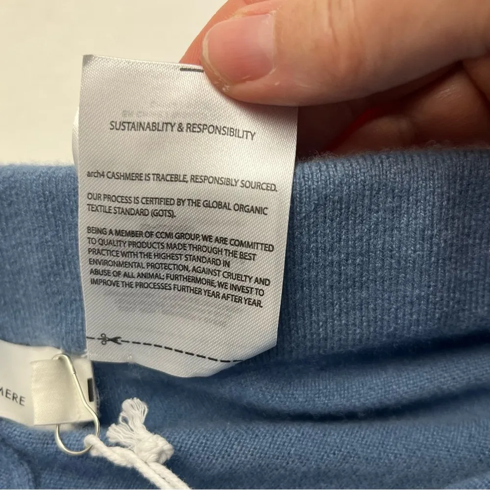 Arch4 Baby Goat Luxury 100% Cashmere Kingston Pant Ocean Blue Womens Size XS NEW - Image 6