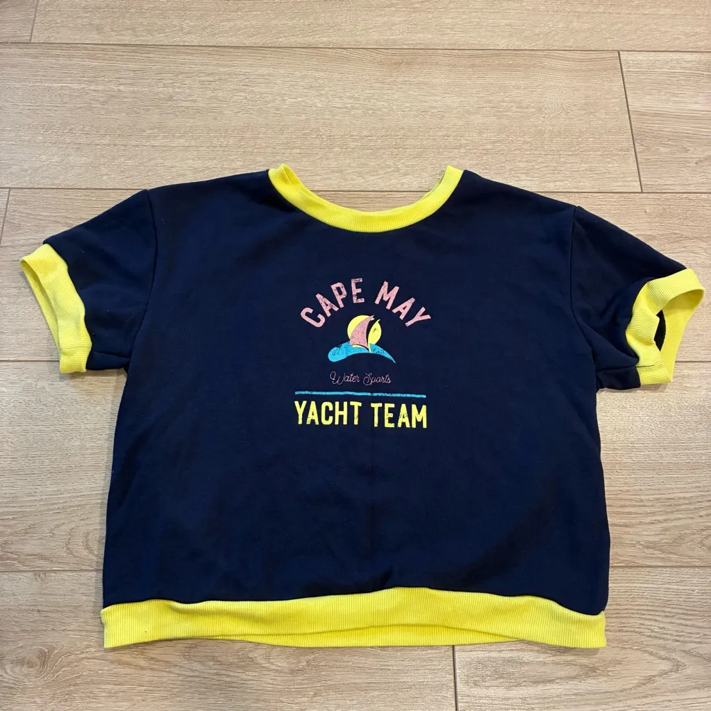 Daily Practice x Anthropologie Shrunken Vintage Tee Cape May Cropped Size S Blue - Image 2