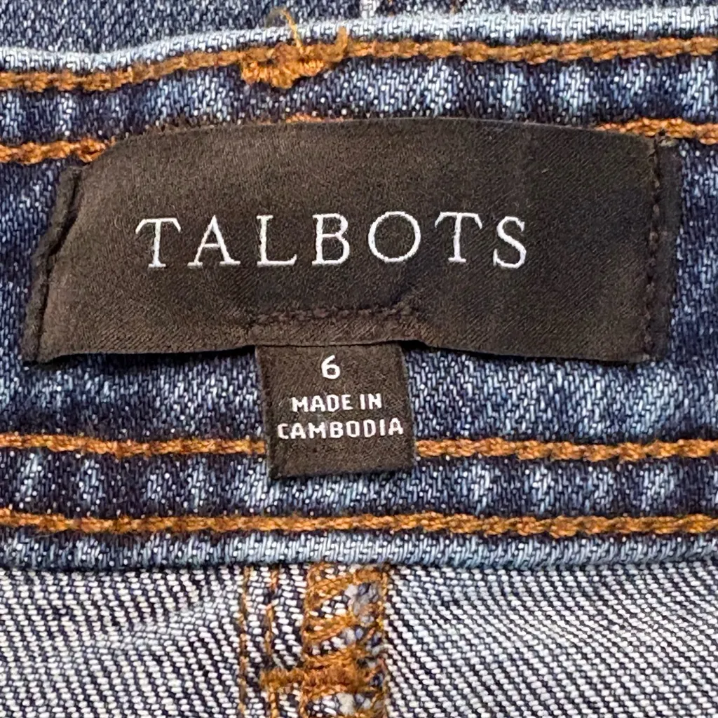 Talbots Blue Denim Skirt With Front Slit Size 6 NWT - Image 4