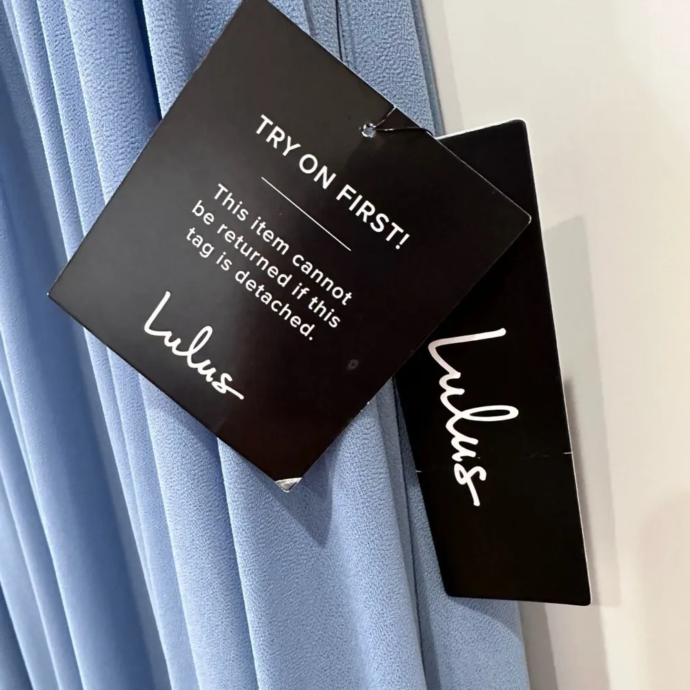 Lulus Lost In The Romance Gown Chiffon Dress Slate Blue Small - Image 9