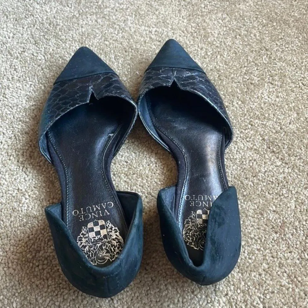 Vince‎ Camuto 'Halia' d'Orsay Pointy Toe Flat Black Suede Womens 5 - Image 5