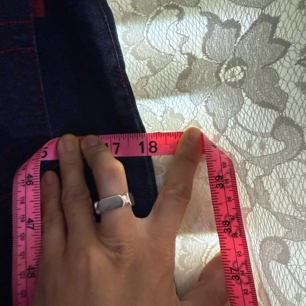 XOXO Navy Denim Skirt with Red Accents 5/6 small like new - Image 13