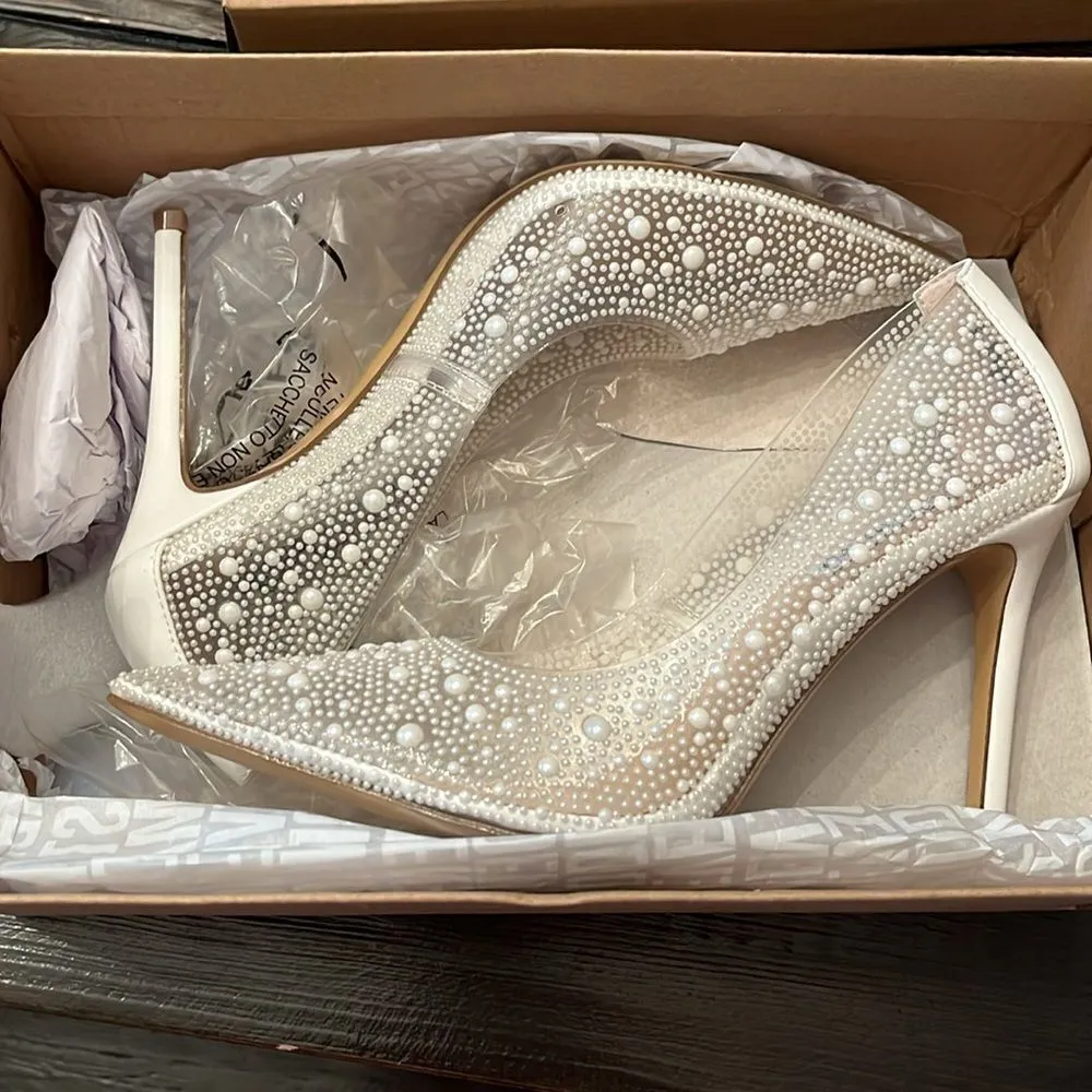 Steve Madden NIB Evelyn-P Clear Pearl Stiletto Pumps 8 - Image 11