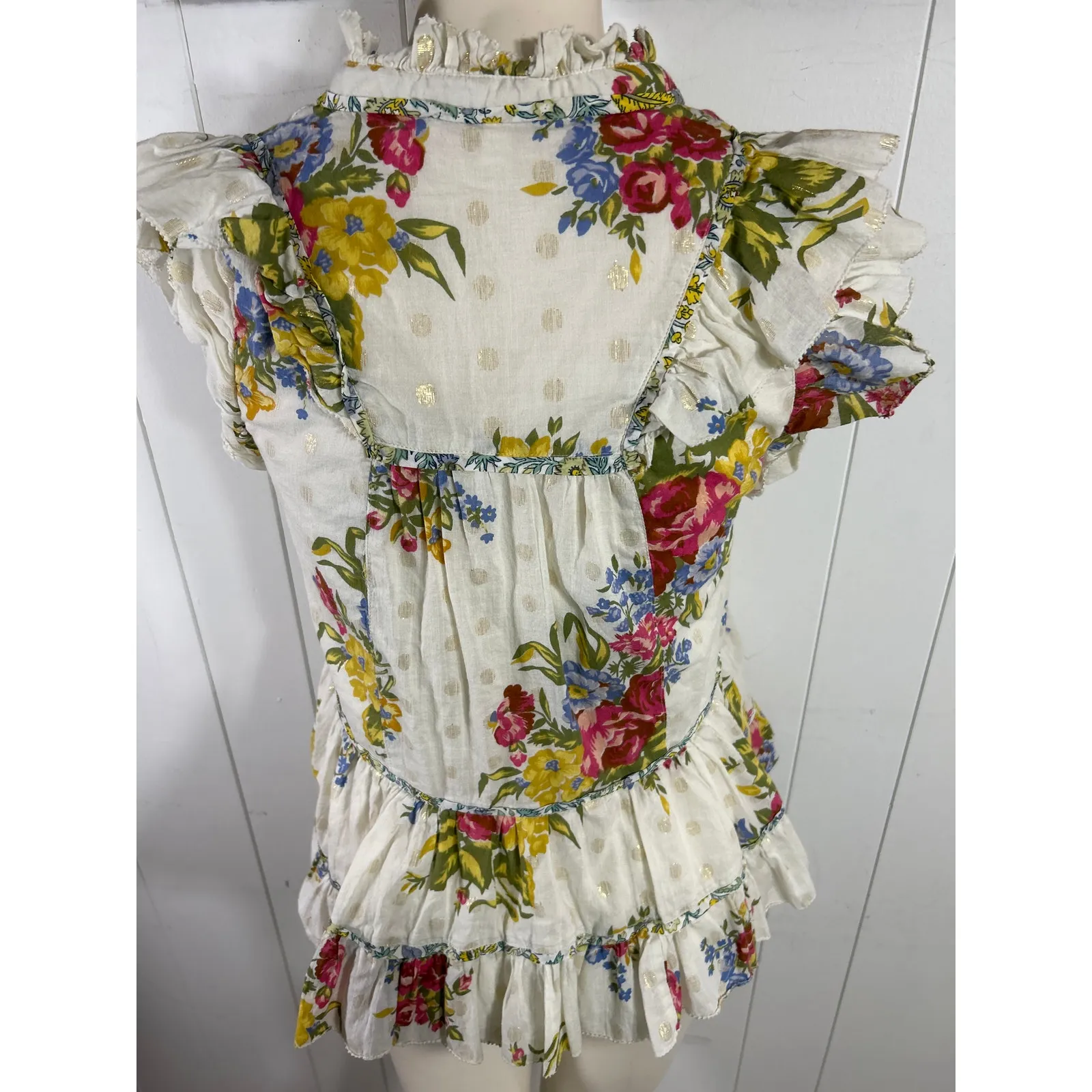 Anthropologie Love The Label Helena Blouse Top Ruffle Floral Print Size XS - Image 5
