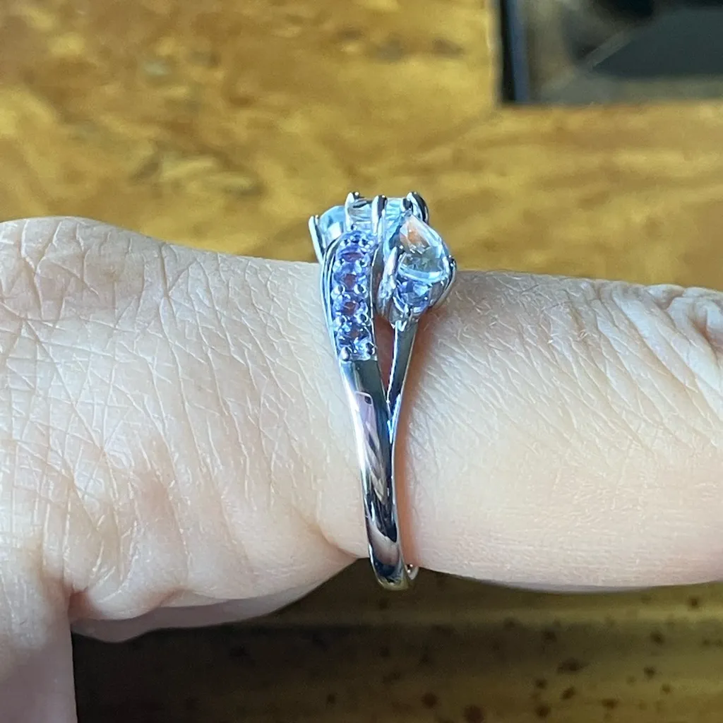 Natural Aquamarine Tanzanite Sterling Silver Ring Size 9 - Image 3
