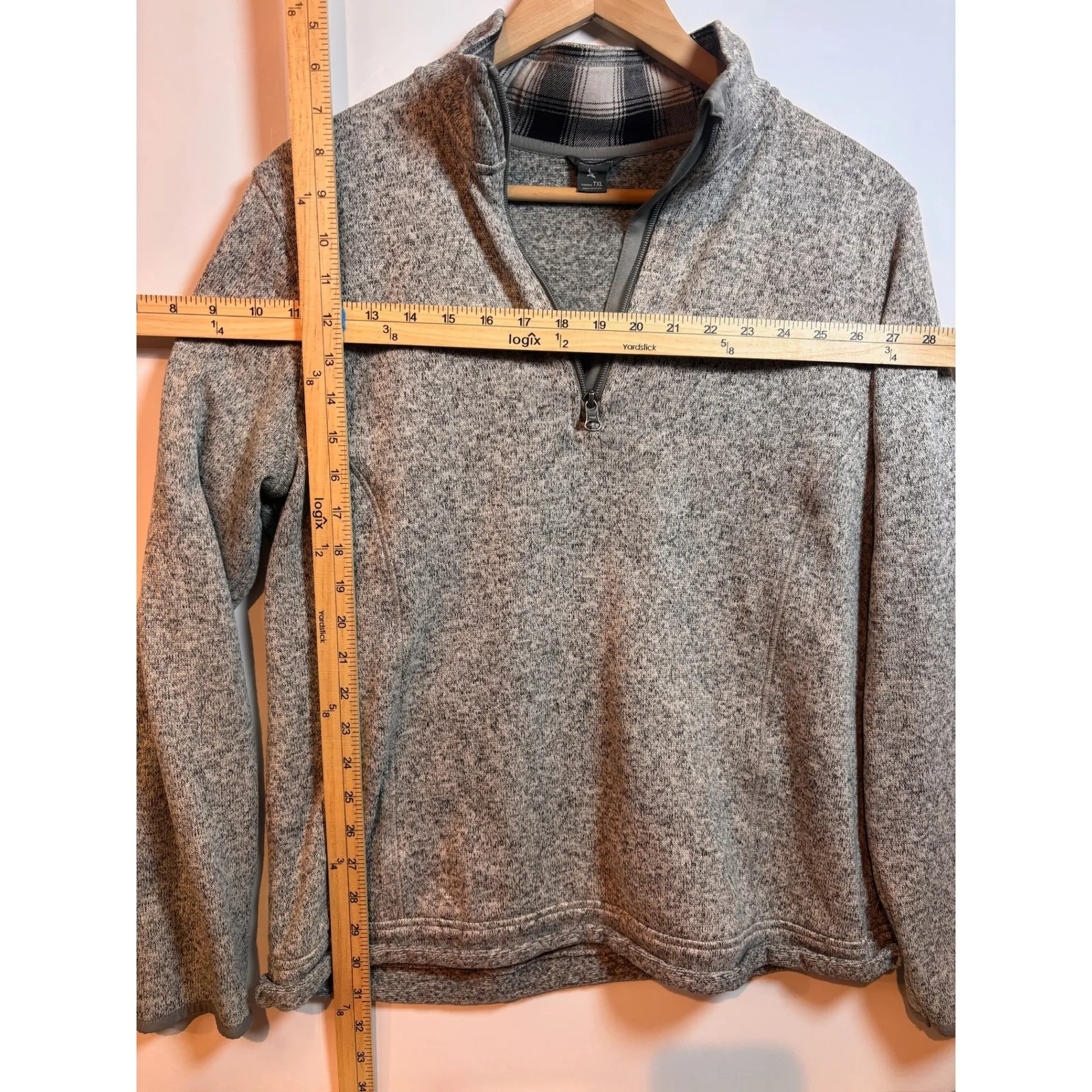 Eddie Bauer Womens Light Gray TXL Fleece 1/4 Zip Pullover Sweater Size Medium - Image 3