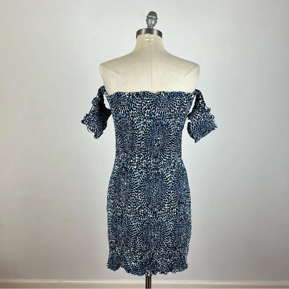 Free People Hot To Trot Smocked Mini Dress in Blue - Image 7