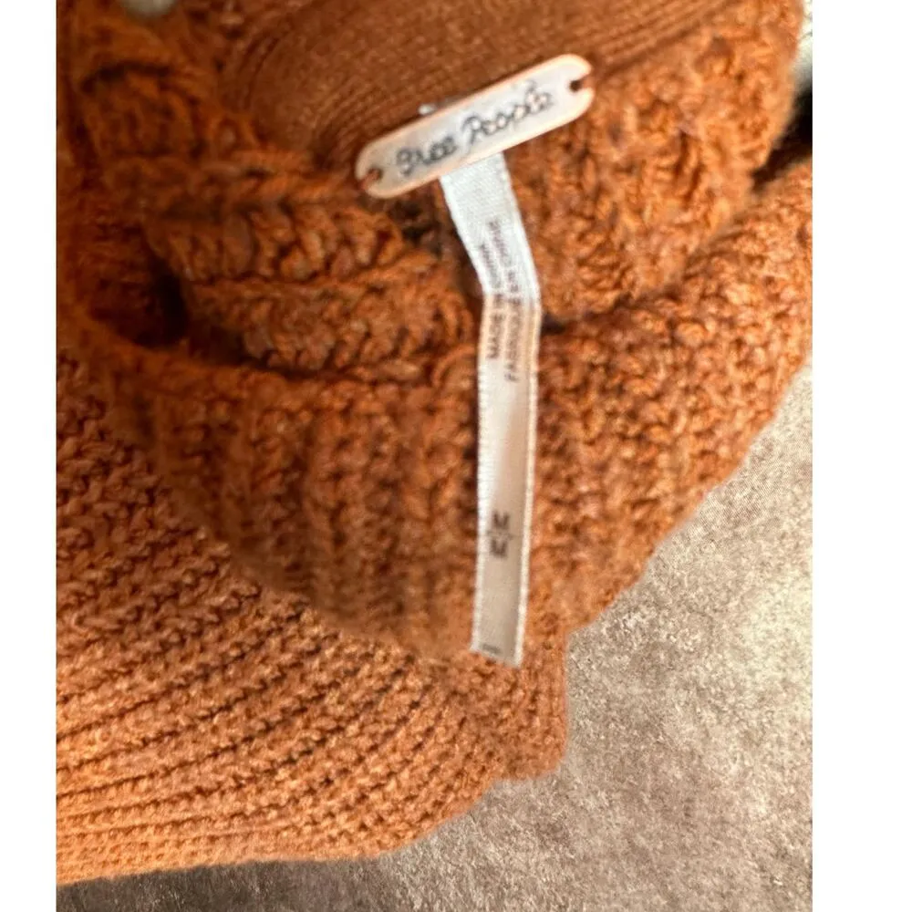 Free People Eleven Chunky Knit Sweater - Rust - size M - Image 12