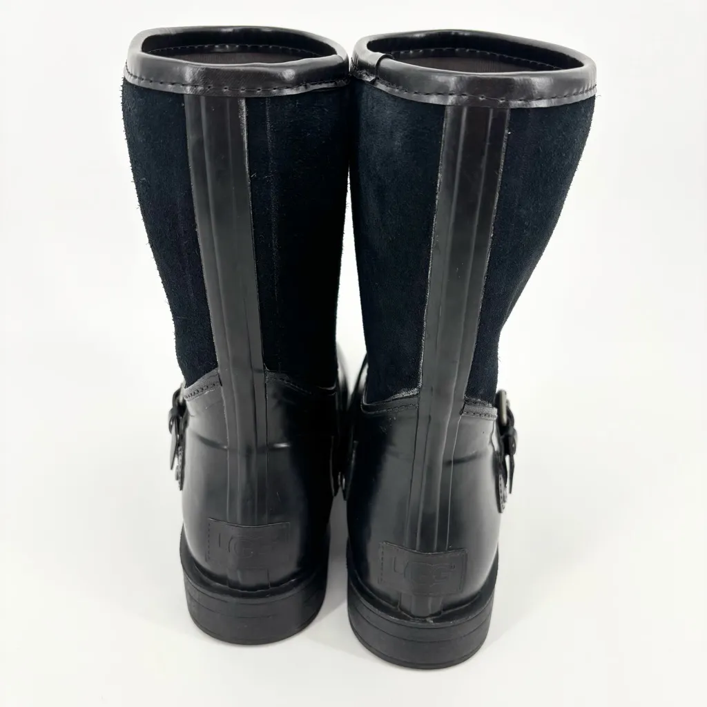 UGG Sivada Boots Black Waterproof Suede Rubber Size 11 Rain Boots - Image 5