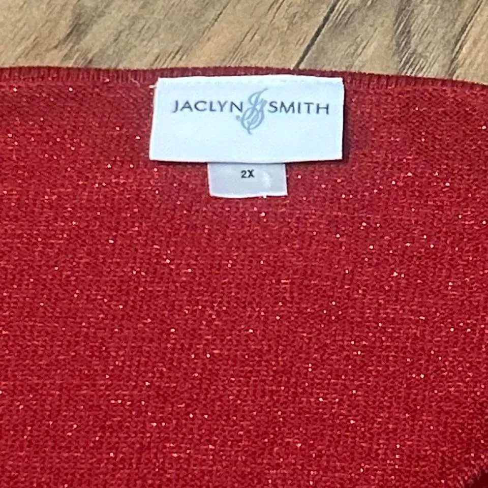 Jaclyn Smith Red Metallic Sparkle Knit Top Blouse Women's 2X‎ Plus Size - Image 3