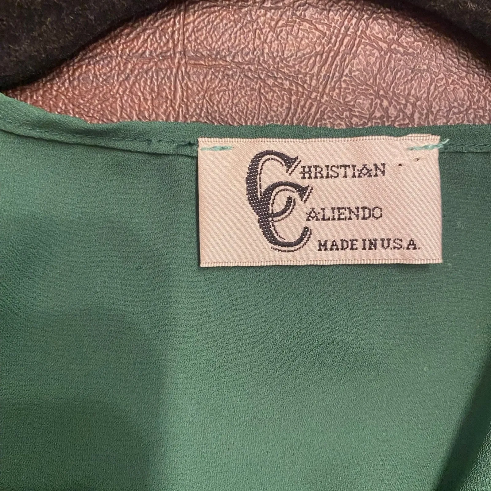 Christian Caliendo Flounce Lace Sleeve Chiffon Cardigan Shrug Emerald Green Med - Image 4