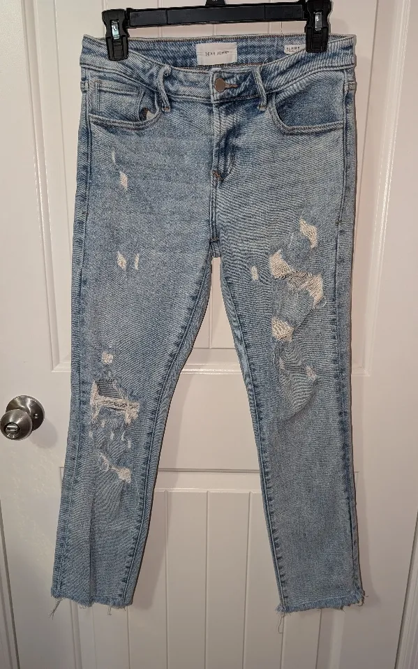 Dear John Distressed Blair High Rise Straight Leg Jeans W27 Medium Wash - Image 1