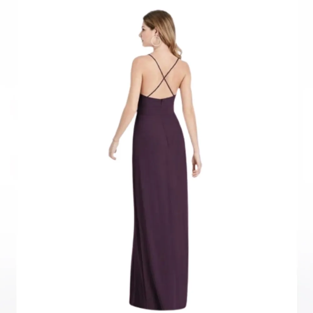After Six Aubergine Spaghetti Strap Pleated Pocket Formal Dress 1514 Size 14 NEW - Image 5