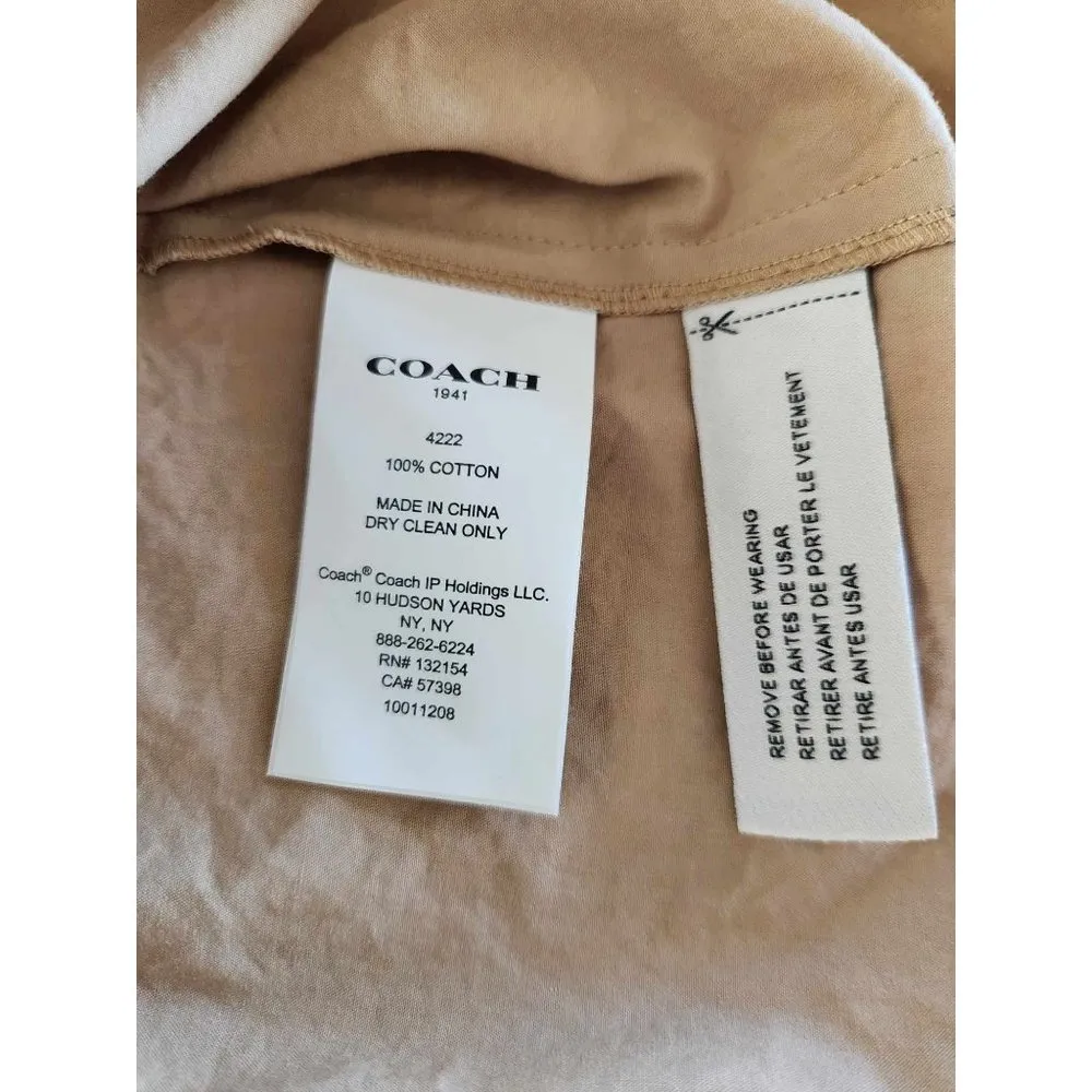 Coach 1941 Dress Cotton Tie Waist Utility Shirt Trench Coat Dress 0 - Image 10