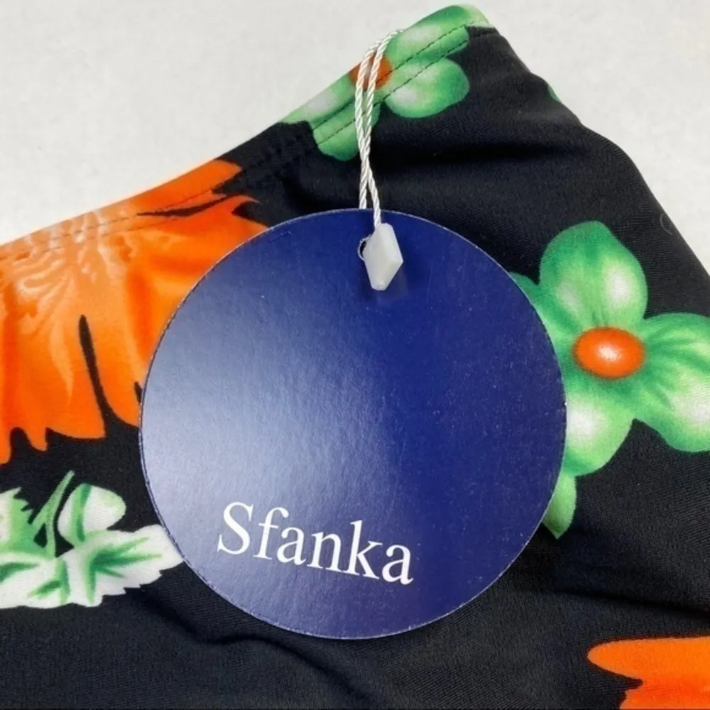 Sfanka Floral‎ Print Skirted Bikini Bottom Black Size XL - Image 5