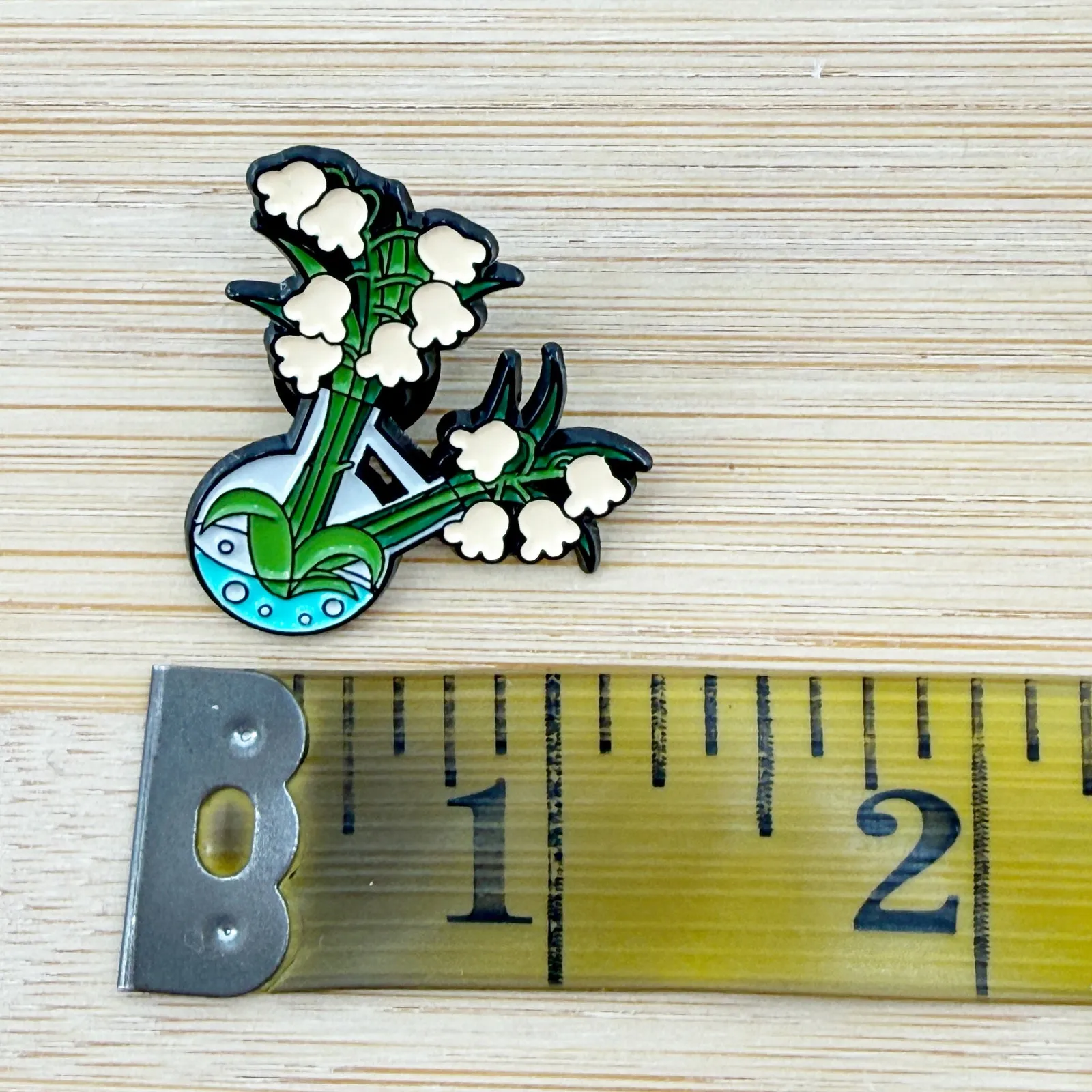 Test Tube Lily Of The Valley Soft Enamel Pin, Science Pin Green - Image 4