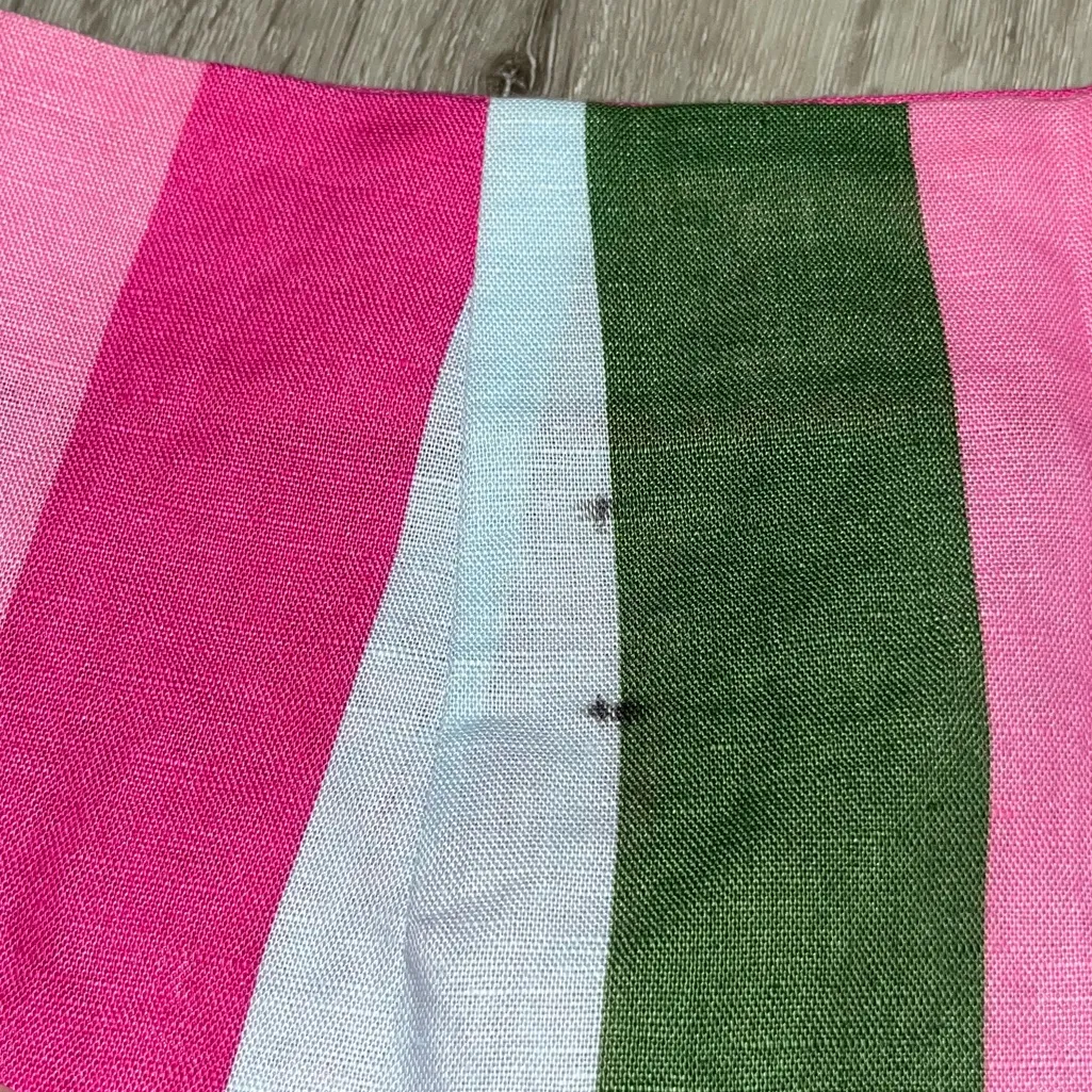 Zara Linen Blend Pink and Green Striped Mini Skirt - Image 4