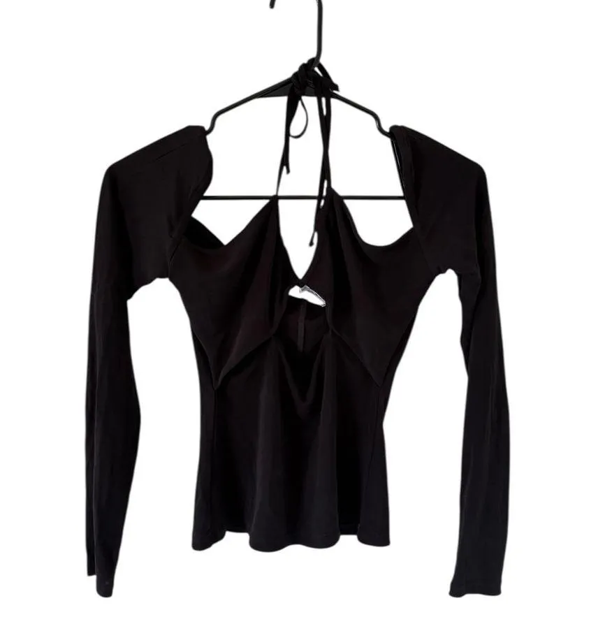 Frame Strappy Knit Top in Noir - Image 4