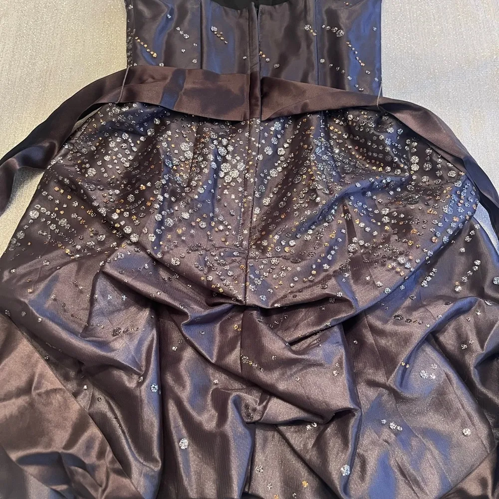 Vintage 80s Jessica McClintock Gunne Sax Prom Dress Strapless Metallic Gray sz3 - Image 6