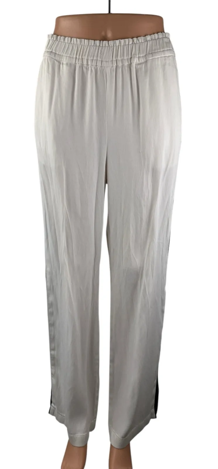 Frame Women's White High Rise Elastic Waist Pull On Wide Leg Trousers Pants S - Image 1