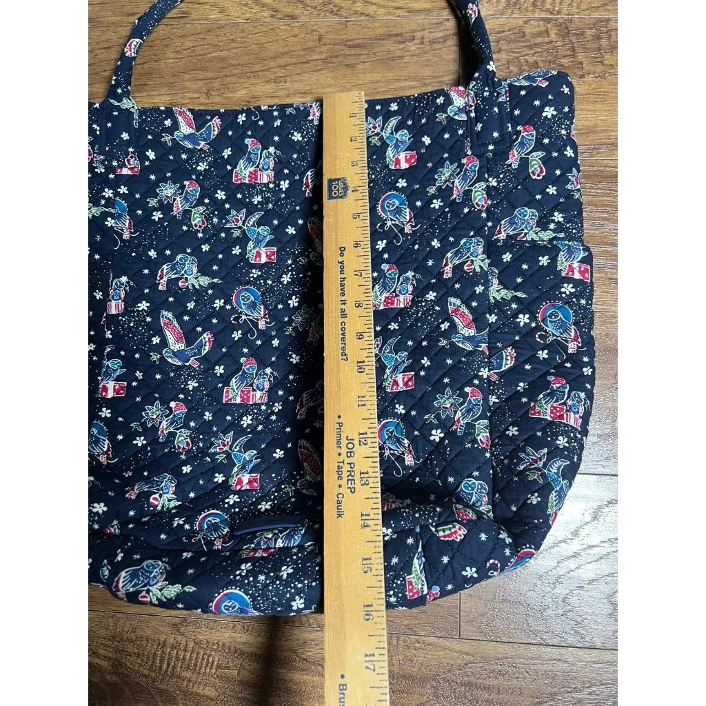 Vera Bradley Iconic Bright Tote in Holiday Owls Navy Background RETIRED NEW - Image 5