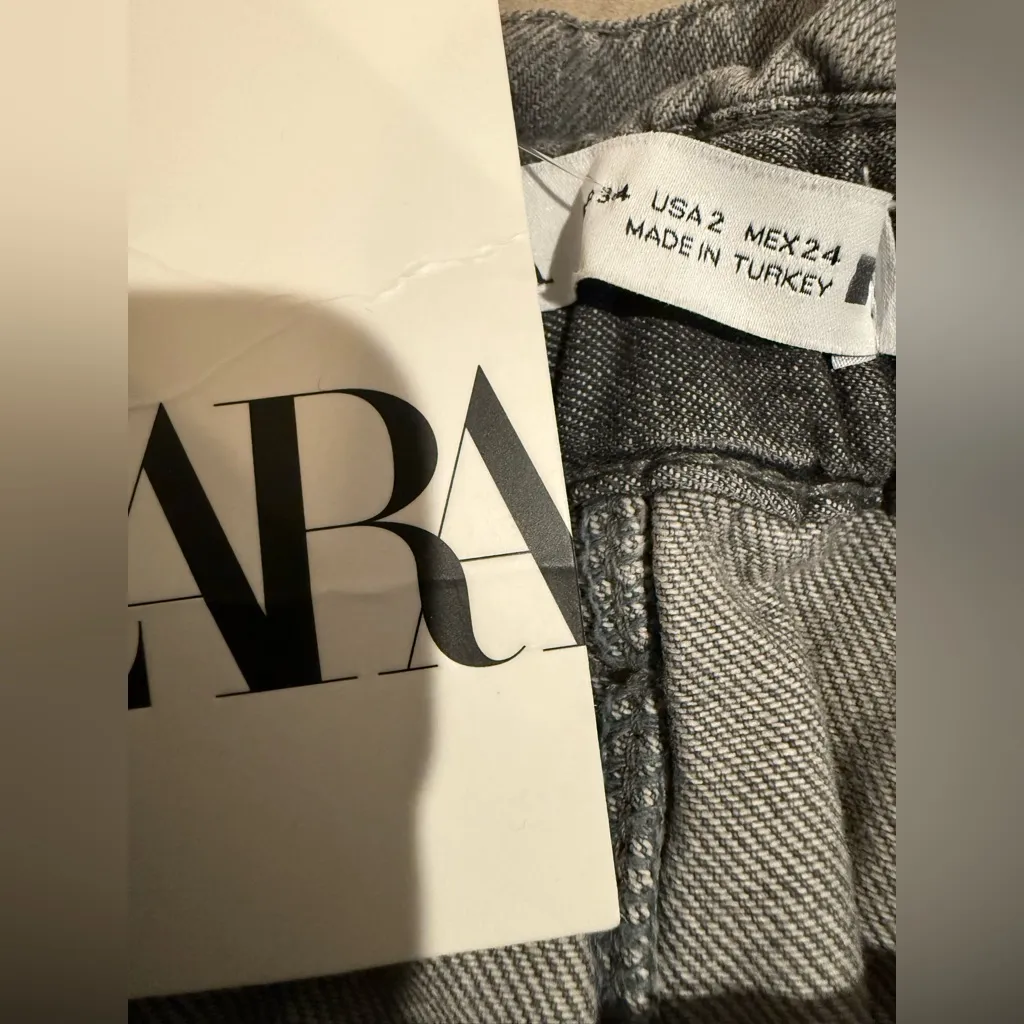 Zara High waisted Buttoned Baggy Jeans‎ Gray - Size 2 - Image 5