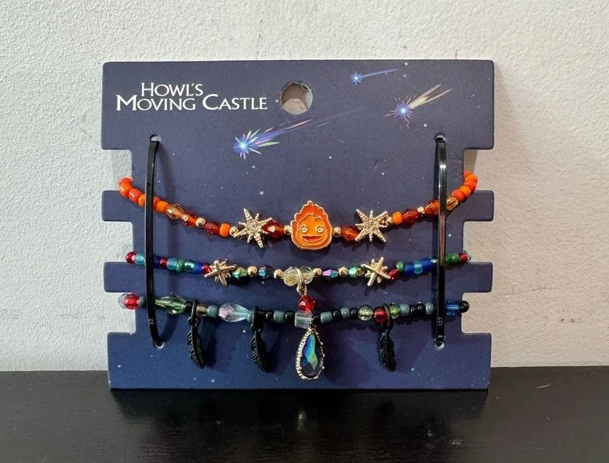 Studio Ghibli Howl's Moving Castle Calcifer & Howl Bead Bracelet Set - Image 2