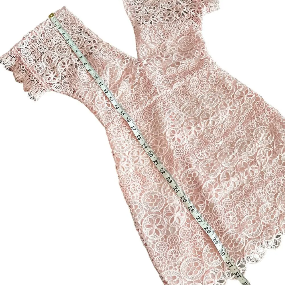 Lovers + Friends Revolve Marni Lace Short Sleeve Mini Tie Back Dress Pink Small - Image 14