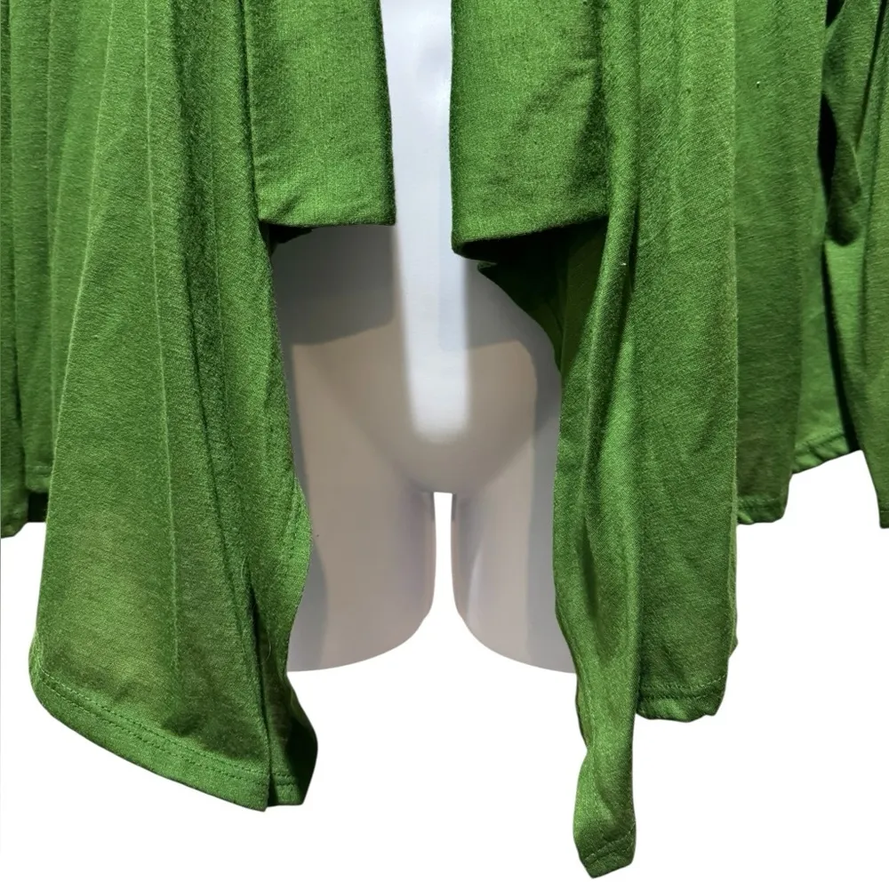 Lace Back Green and Beige Patterned Open Cardigan Joseph Q Size 1X Boho Festive - Image 4